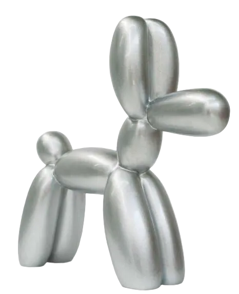 Silver-plated balloon dog sculpture