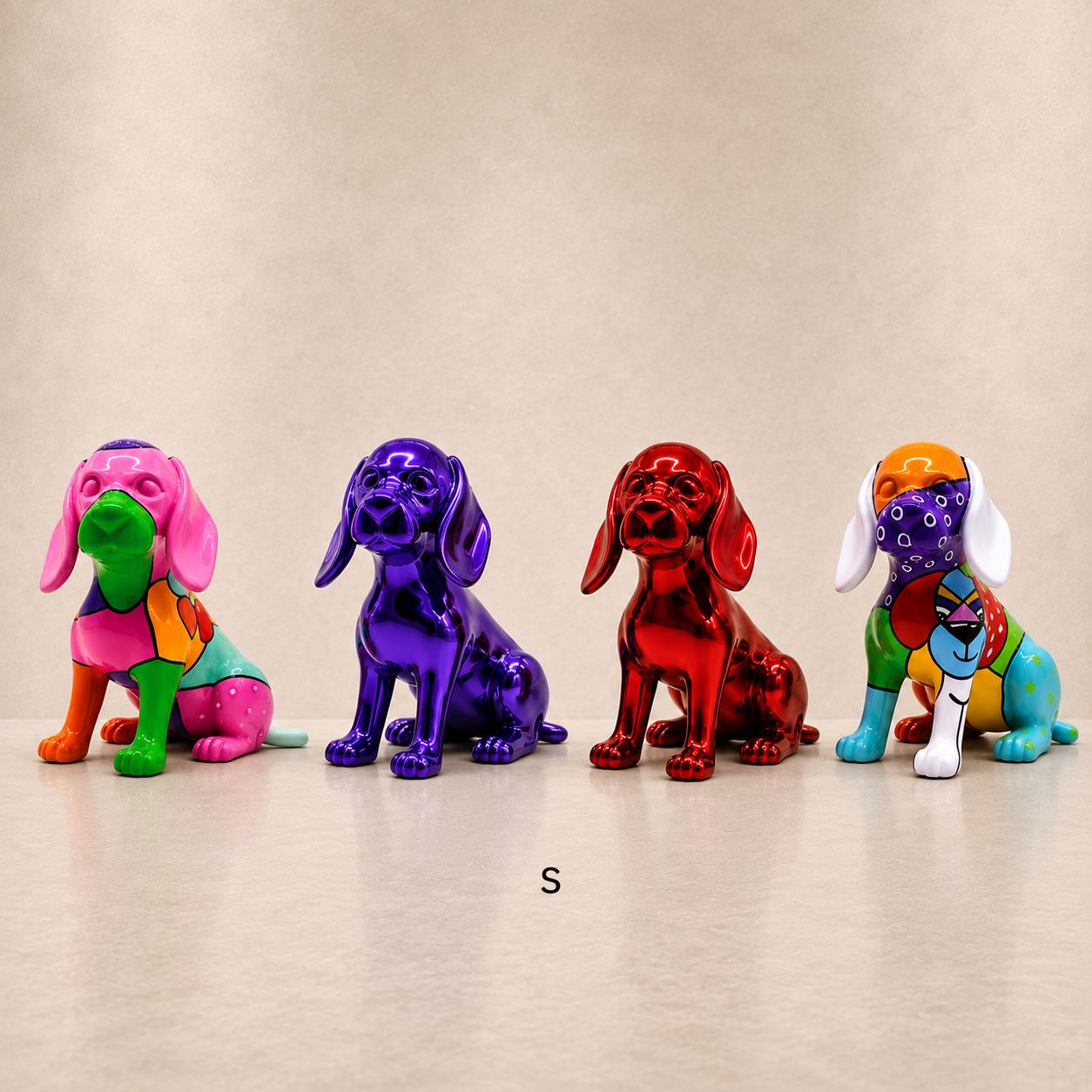 Juliarte Dachshund sculpture collection in size S with colourful and metallic finishes | KULORI Malta & Gozo