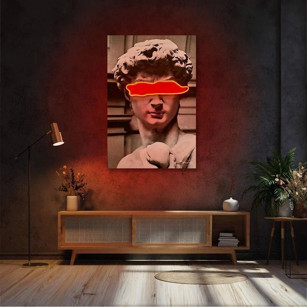 David Red Band LED wall art in Originals LED Wall Art finish - alternate product view | KULORI
