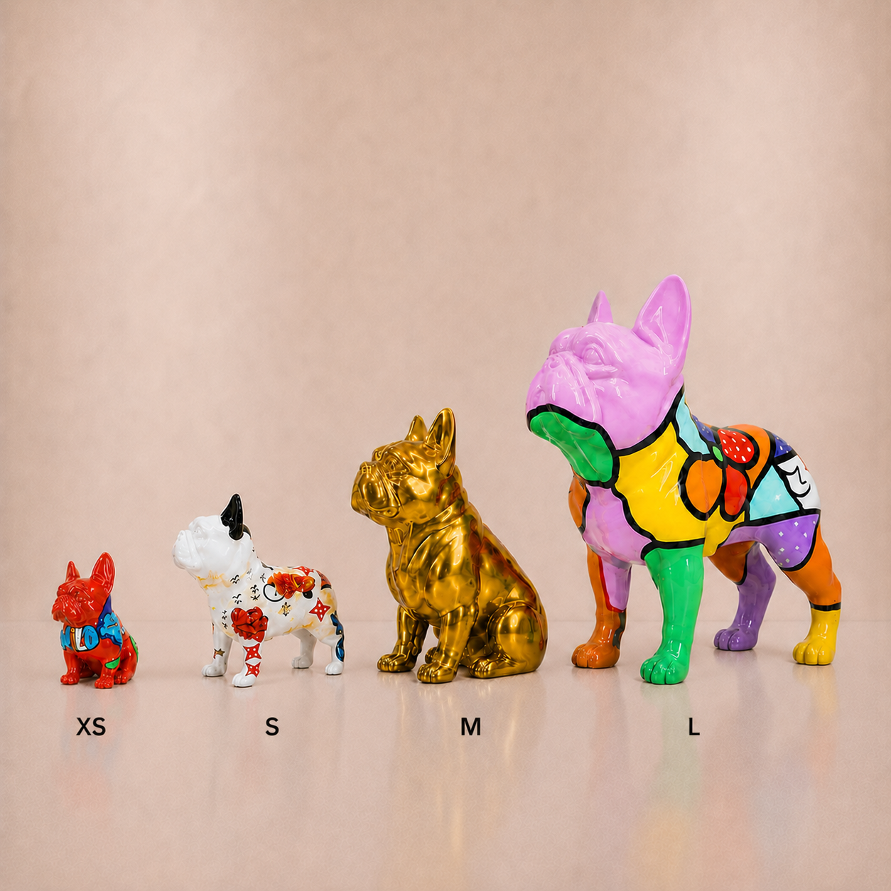 Juliarte Bulldog sculpture collection in XS, S, M and L sizes | KULORI Malta & Gozo