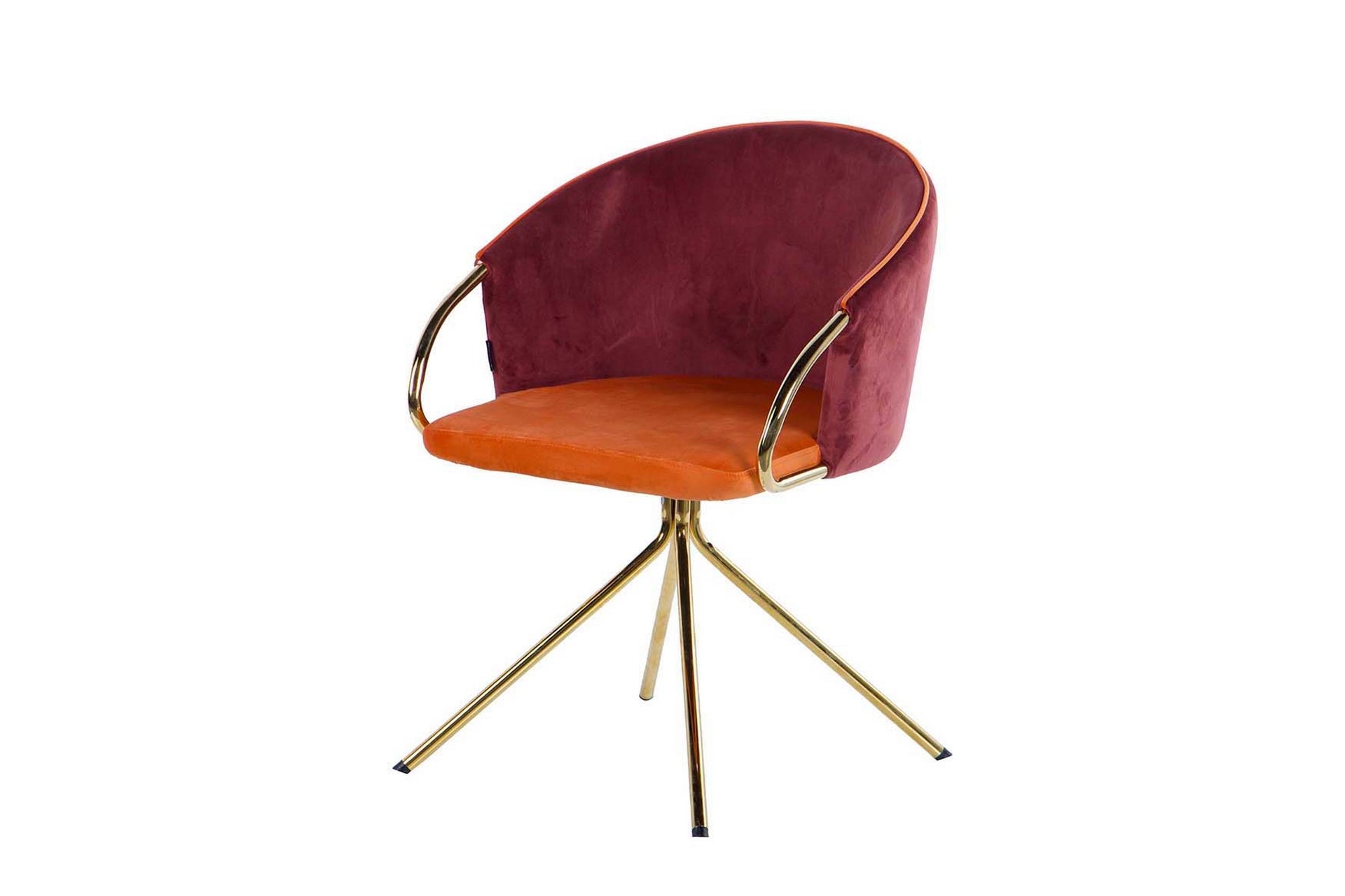 Nova Garnet & Orange Velvet Chair - main product view | KULORI