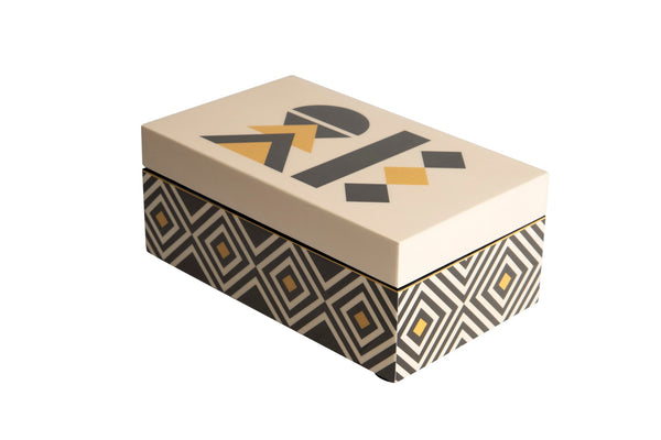 Geometric Dijon & Black Lacquer Boxes